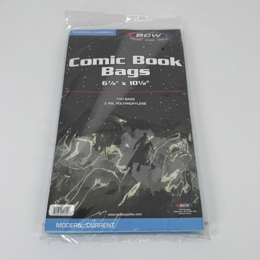 BCW Comic Book Bags Unisex 6-7/8" x 10-1/2" Clear Modern Current 100 Count Pack